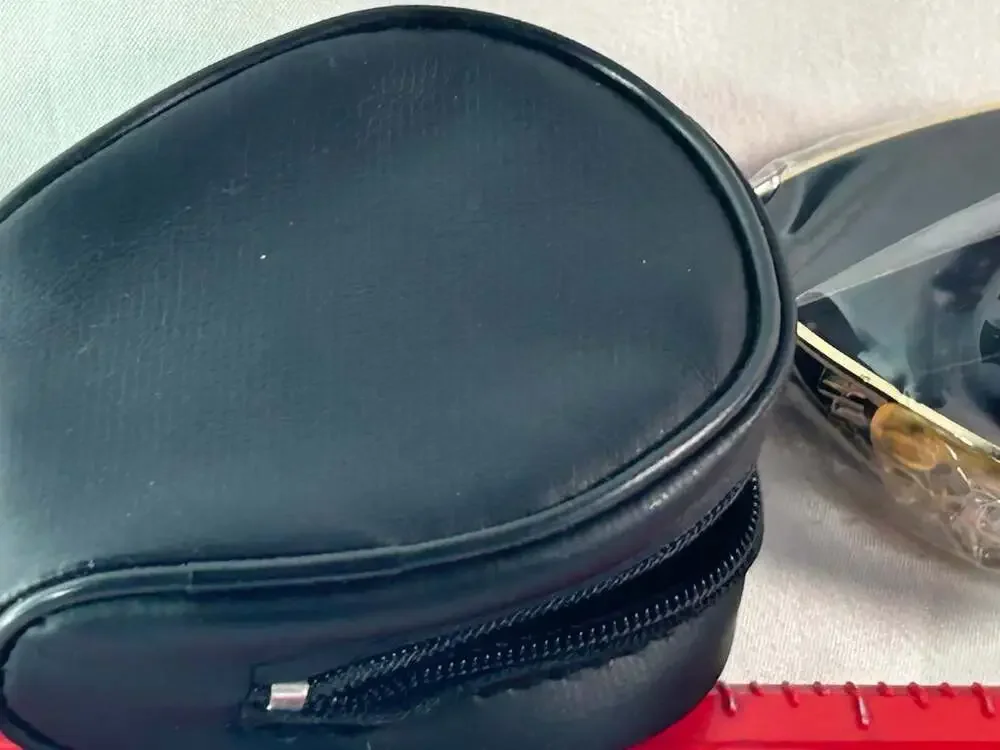 VTG Ferrari Travel Foldable Aviator Sunglasses gold tone with black case